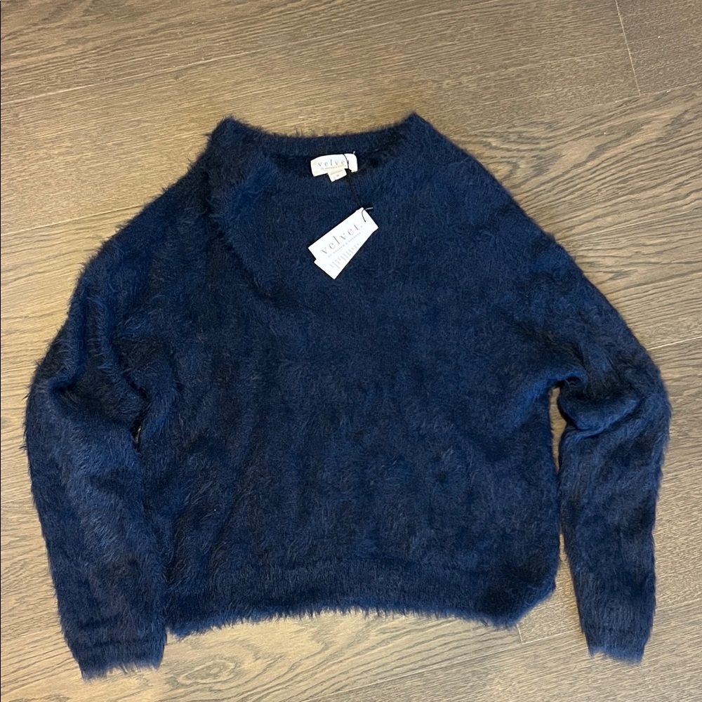 Velvet by Graham & Spencer Navy Fuzzy Sweater